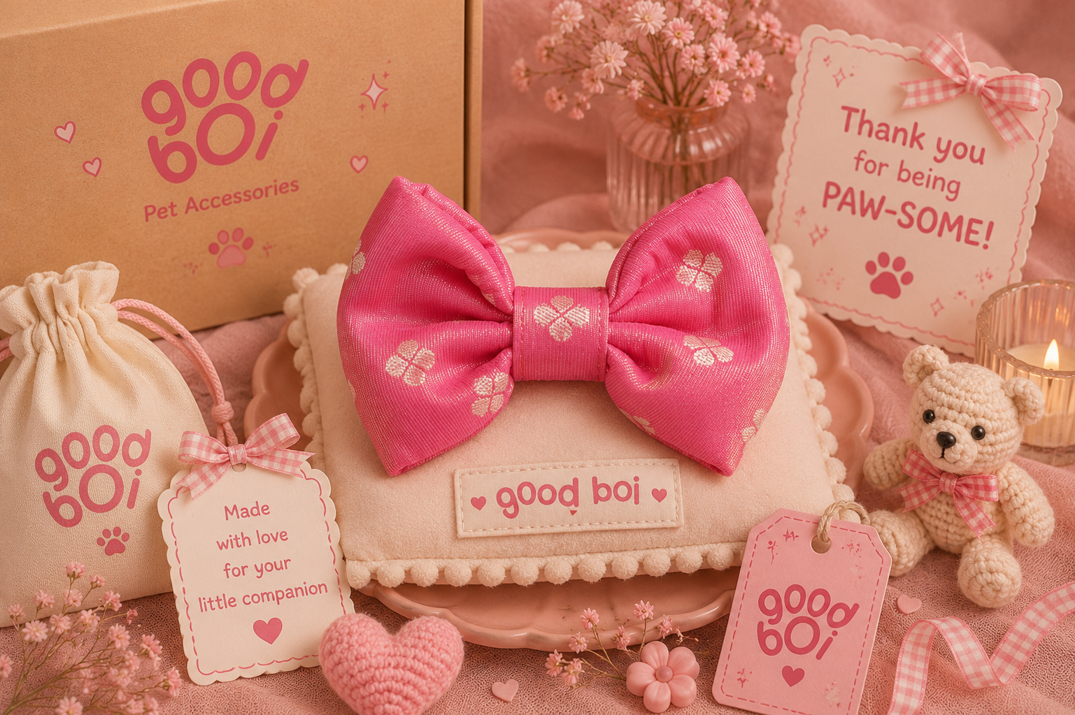The Pink Clover Brocade Bow