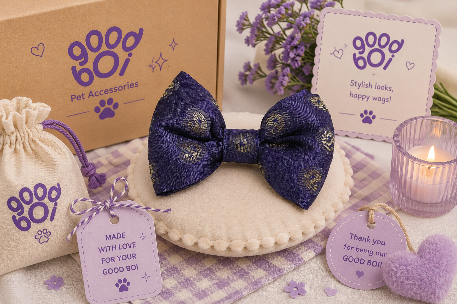 The Golden Velvet Purple Bow